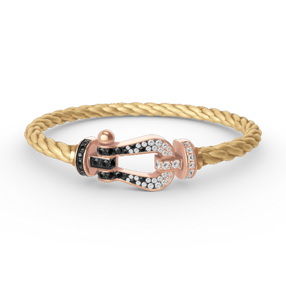 [LUXE]FORCE LARGE HORSESHOE BLACK WHITE DIAMOND BRACELET ROSE GOLD