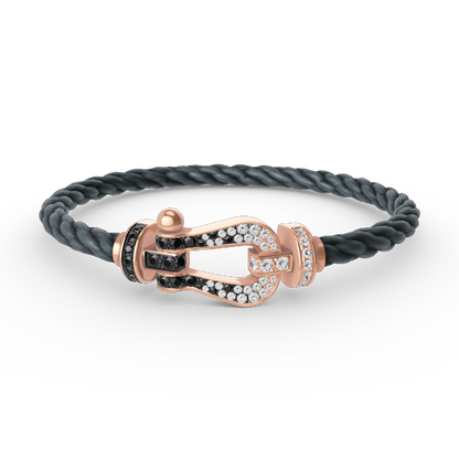 [LUXE]FORCE LARGE HORSESHOE BLACK WHITE DIAMOND BRACELET ROSE GOLD