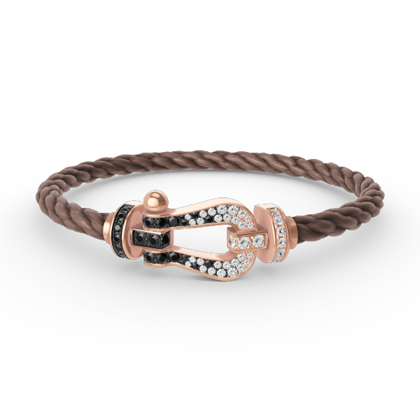 [LUXE]FORCE LARGE HORSESHOE BLACK WHITE DIAMOND BRACELET ROSE GOLD