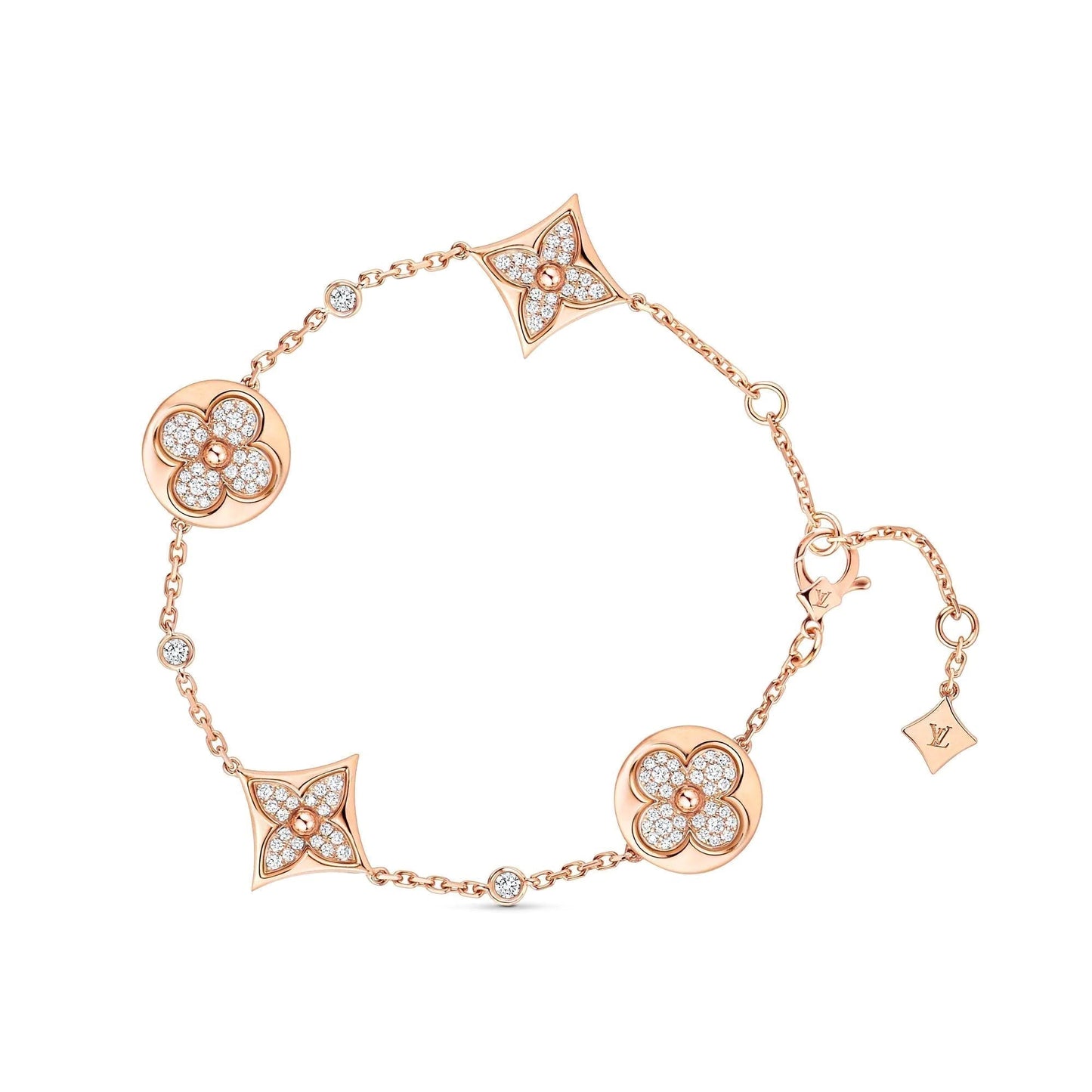 [LUXE]STAR AND SUN 4 MOTIFS GOLD DIAMONDS BRACELET