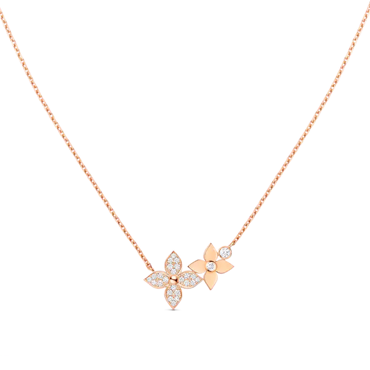 [LUXE]STAR BLOSSOM NECKLACE PINK GOLD DIAMONDS