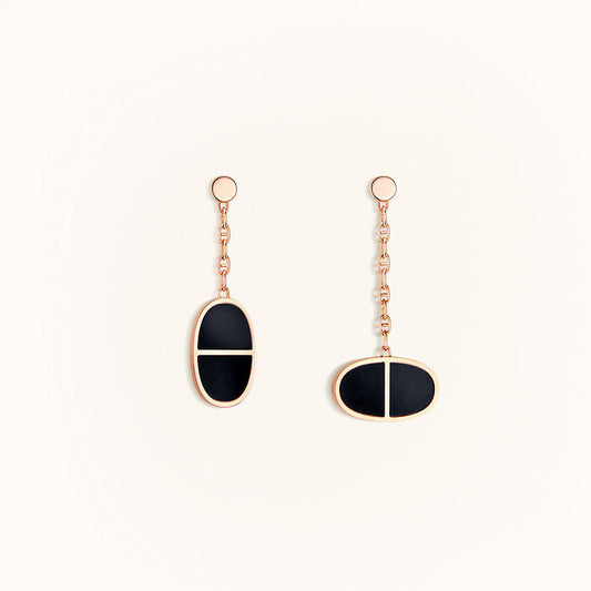 [LUXE]CHAINE VERSO BLACK CERAMIC EARRINGS