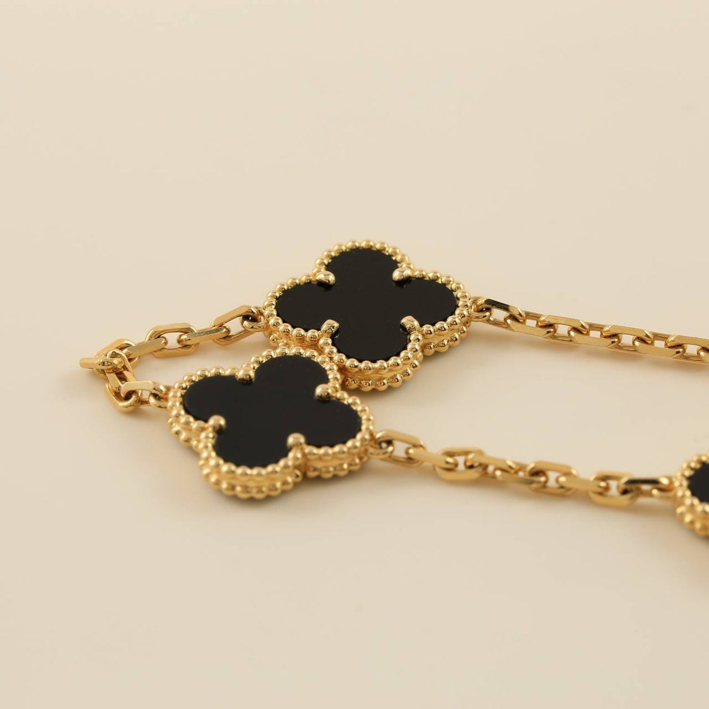 [LUXE] CLOVER  5 MOTIFS BLACK ONYX BRACELET