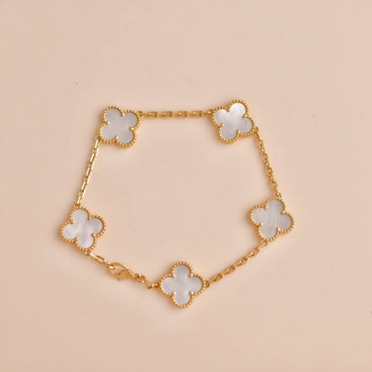 [LUXE] CLOVER  5 MOTIF WHITE MOP BRACELET