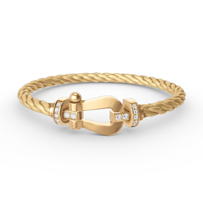 [LUXE]FORCE LARGE HORSESHOE HALF DIAMOND BRACELET GOLD