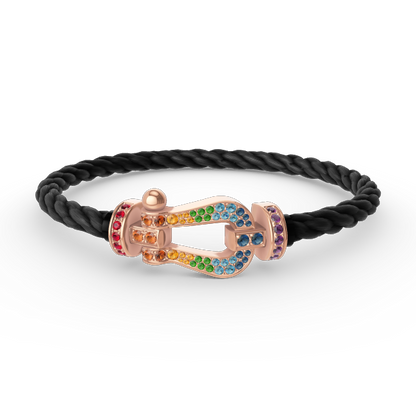 [LUXE]FORCE LARGE HORSESHOE  COLORED DIAMOND BRACELET ROSE GOLD