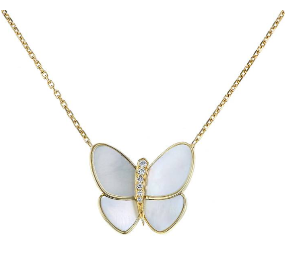 [LUXE] BUTTERFLY GOLD MOP DIAMOND NECKLACE