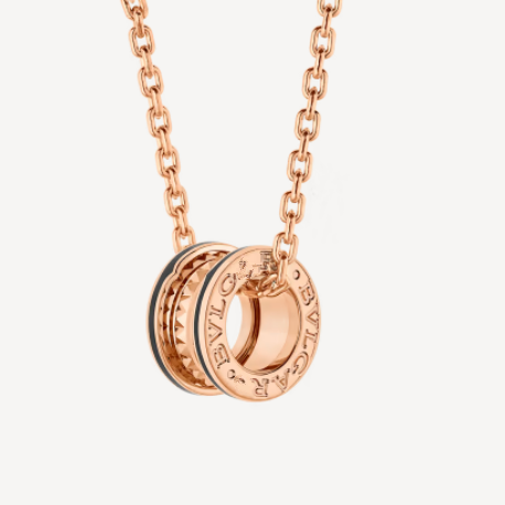 [LUXE]ZERO 1 ROCK PEDANT PINK GOLD BLACK NECKLACE