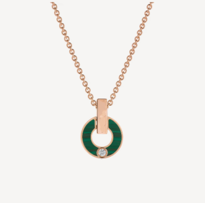 [LUXE]GARI NECKLACE PINK GOLD MALACHITE