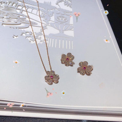 [LUXE] FRIVOLE ROSE GOLD FLOWER DIAMOND NECKLACE