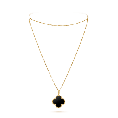 [LUXE] CLOVER 25MM GOLD ONYX BIG CLOVER NECKLACE