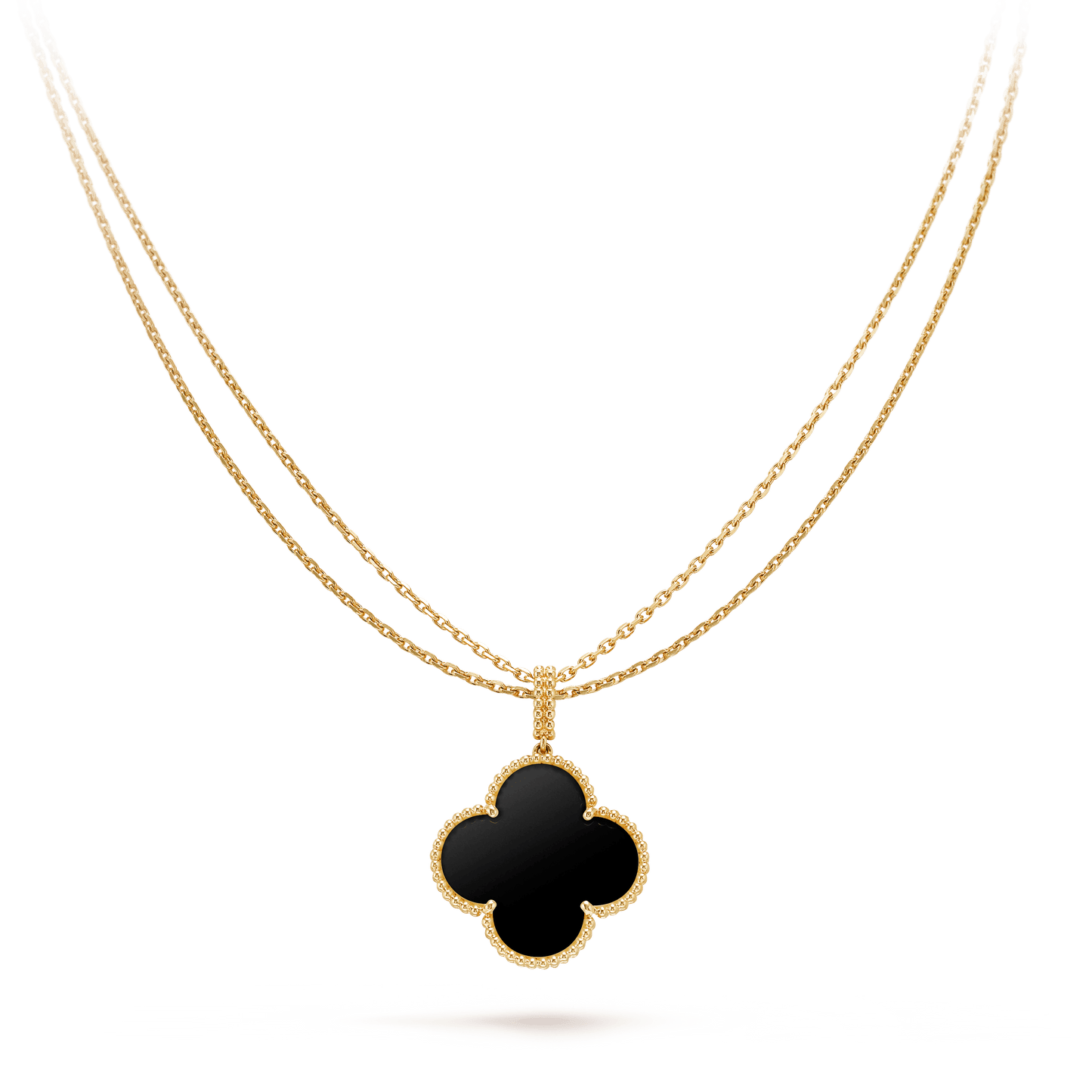 [LUXE] CLOVER 25MM GOLD ONYX BIG CLOVER NECKLACE