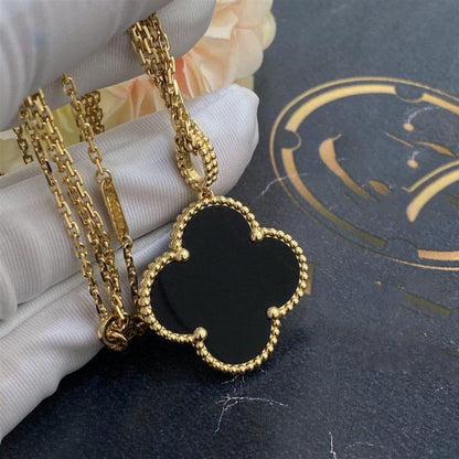 [LUXE] CLOVER 25MM GOLD ONYX BIG CLOVER NECKLACE