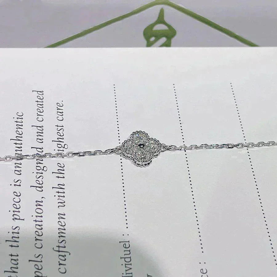 [LUXE] CLOVER  SINGLE FLOWER BRACELET SILVER