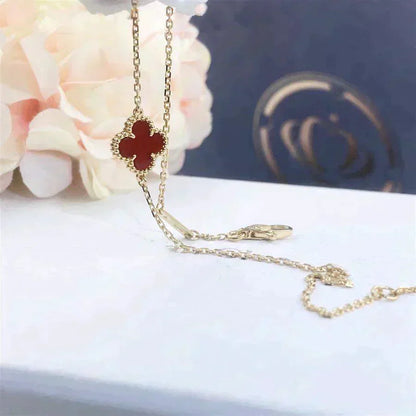 [LUXE] CLOVER  CARNELIAN SINGLE FLOWER BRACELET