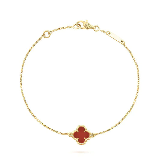 [LUXE] CLOVER  CARNELIAN SINGLE FLOWER BRACELET