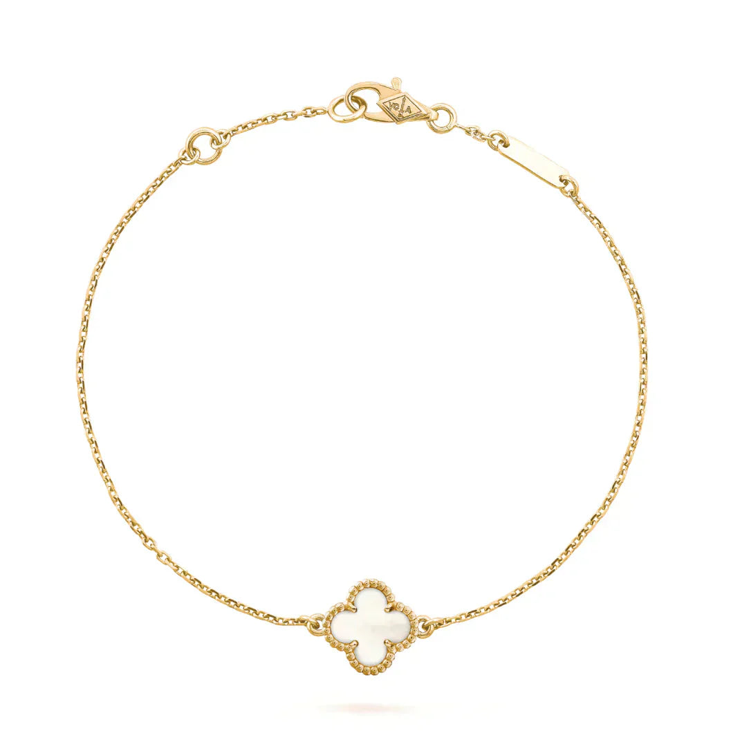 [LUXE] CLOVER WHITE MOP SINGLE FLOWER BRACELET