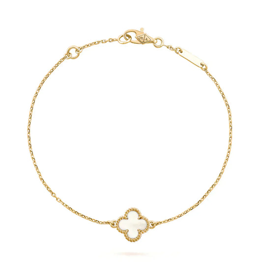 [LUXE] CLOVER WHITE MOP SINGLE FLOWER BRACELET