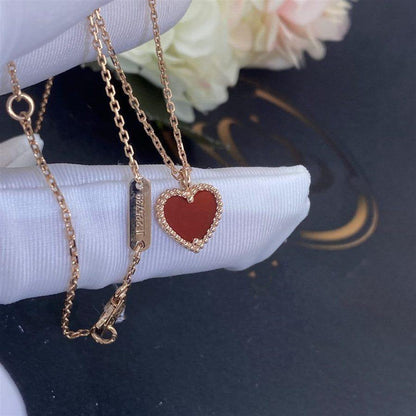 [LUXE] SWEET CLOVER CARNELIAN HEART NECKLACE