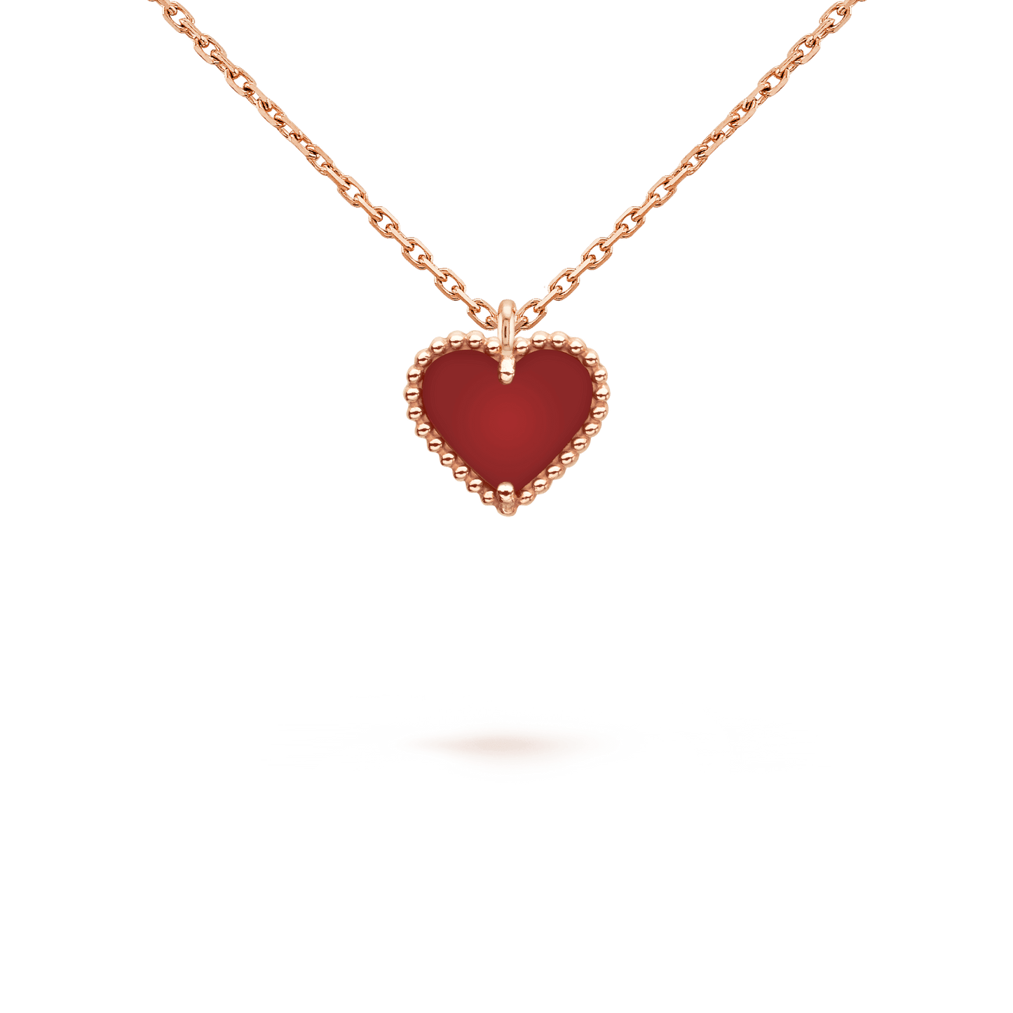 [LUXE] SWEET CLOVER CARNELIAN HEART NECKLACE