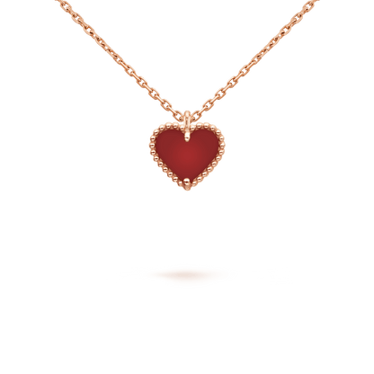 [LUXE] SWEET CLOVER CARNELIAN HEART NECKLACE