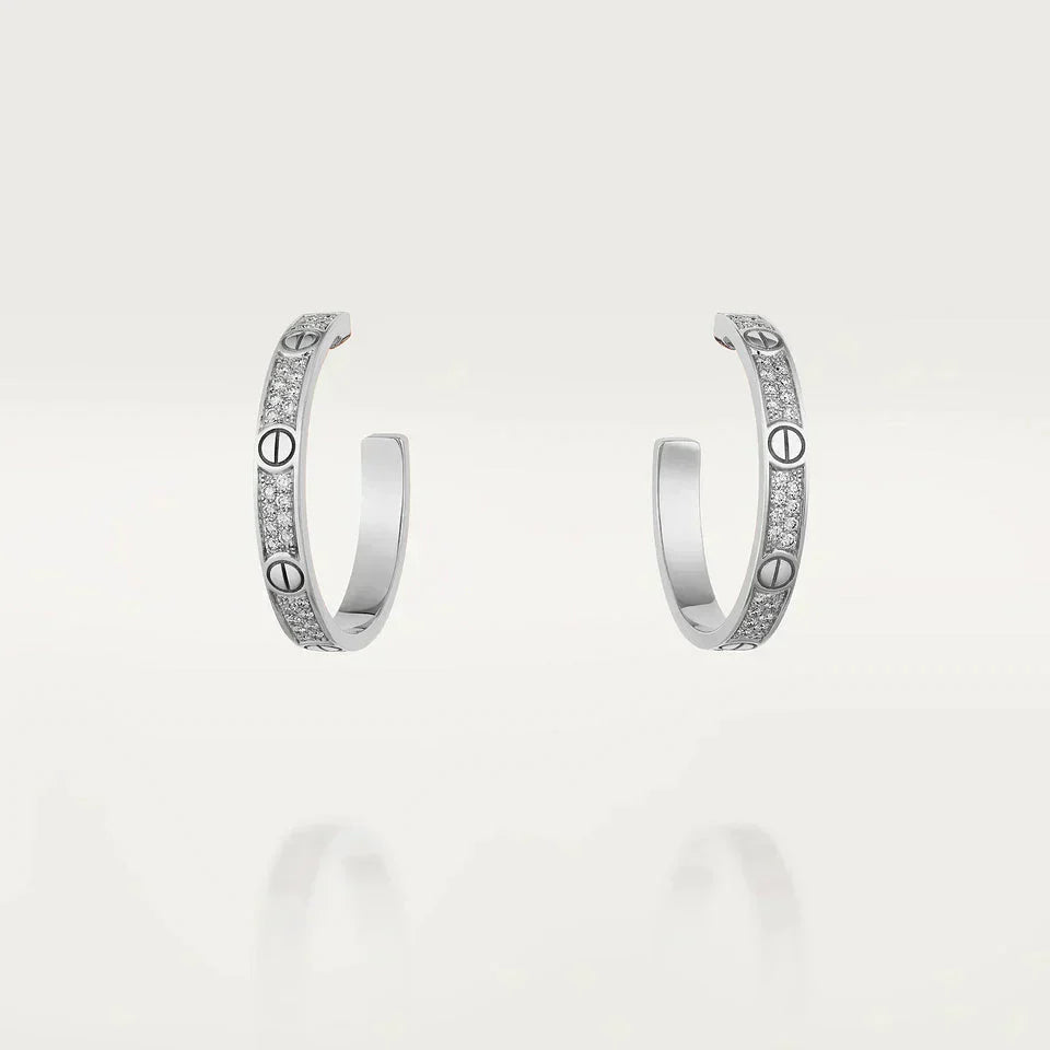 [LUXE]LOVE DIAMOND SILVER HOOP EARRINGS