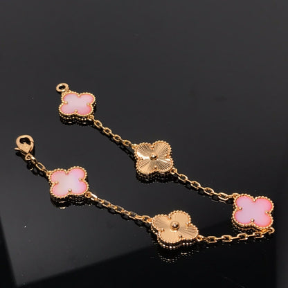 [LUXE] CLOVER BRACELET 5 MOTIF PINK AND PINK GOLD