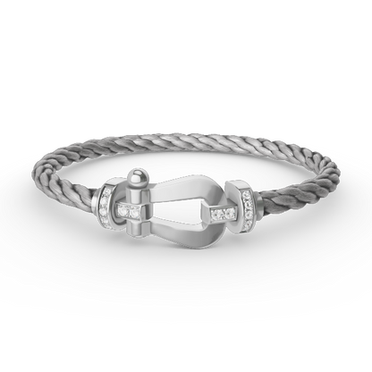 [LUXE]FORCE LARGE HORSESHOE HALF DIAMOND BRACELET SILVER