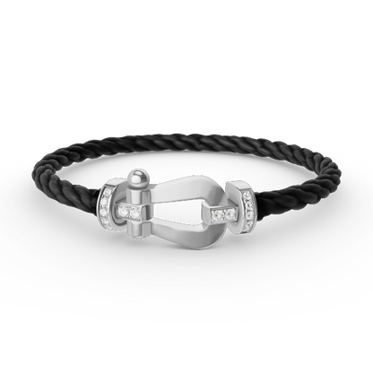 [LUXE]FORCE LARGE HORSESHOE HALF DIAMOND BRACELET SILVER