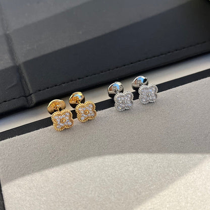 [LUXE] CLOVER MINI DIAMOND STUD EARRINGS